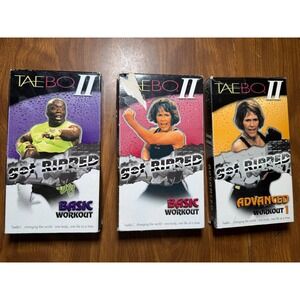Tae Bo II Get Ripped Series VHS Set Billy Blanks Basic & Advanced 3 Tapes